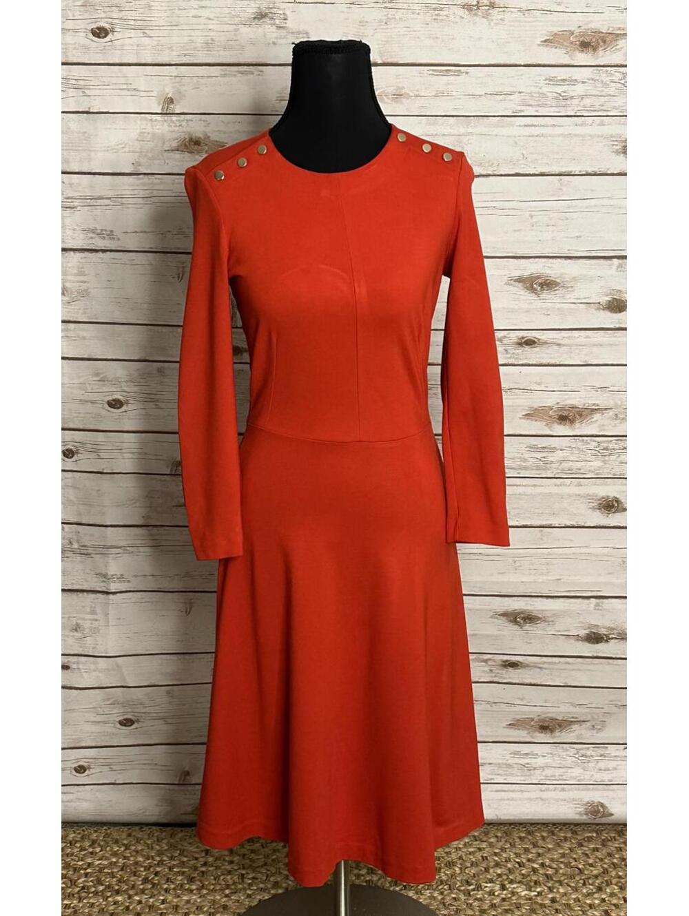 LK Bennett classic business casual Tomato Red Dr Case fit and flare dress Size 2